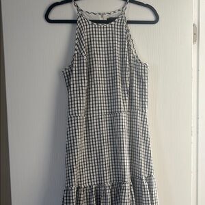 Tommy Hilfiger Black and White Ruffled Halter Midi Dress